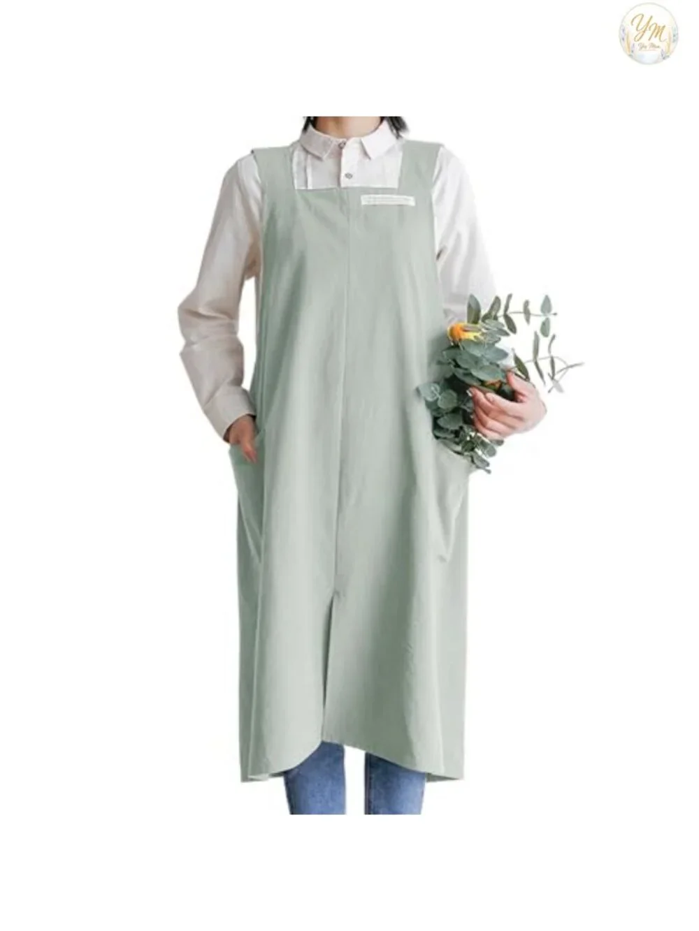 100% Cotton Unisex Cross-Back Apron with Large Pockets